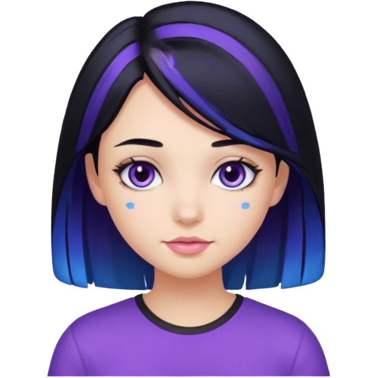 Girl with black blue and purple hair emoji