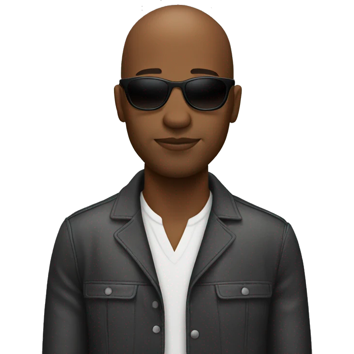 Black man that’s bald with shades on emoji
