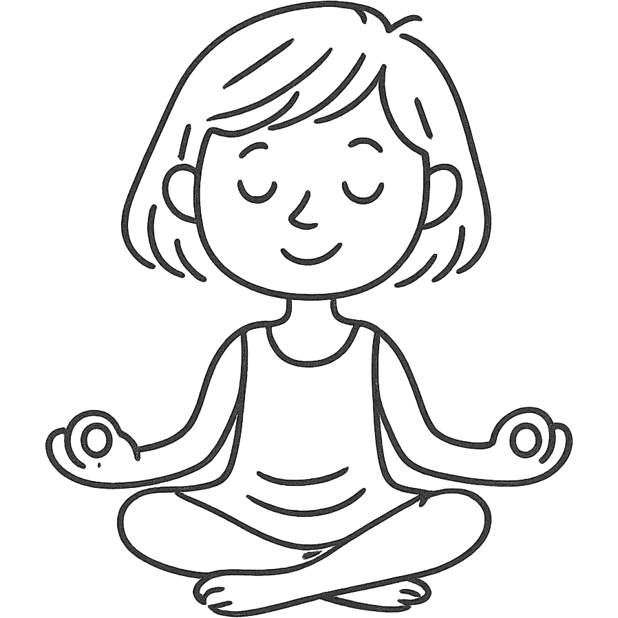 a blonde girl with a short haircut in a white dress sitting in a lotus position and meditating emoji