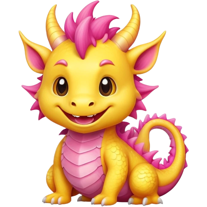 Yellow and pink cute dragon emoji