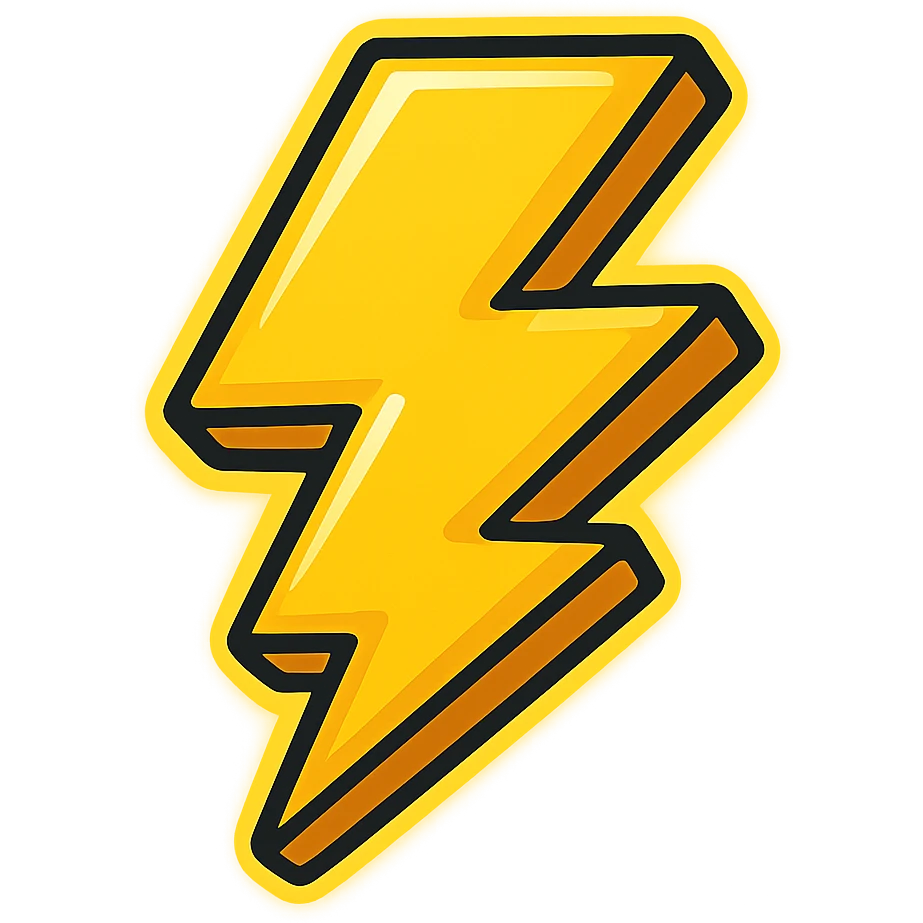 three-pointed yellow lightning bolt, stylized, with a slight glow emoji