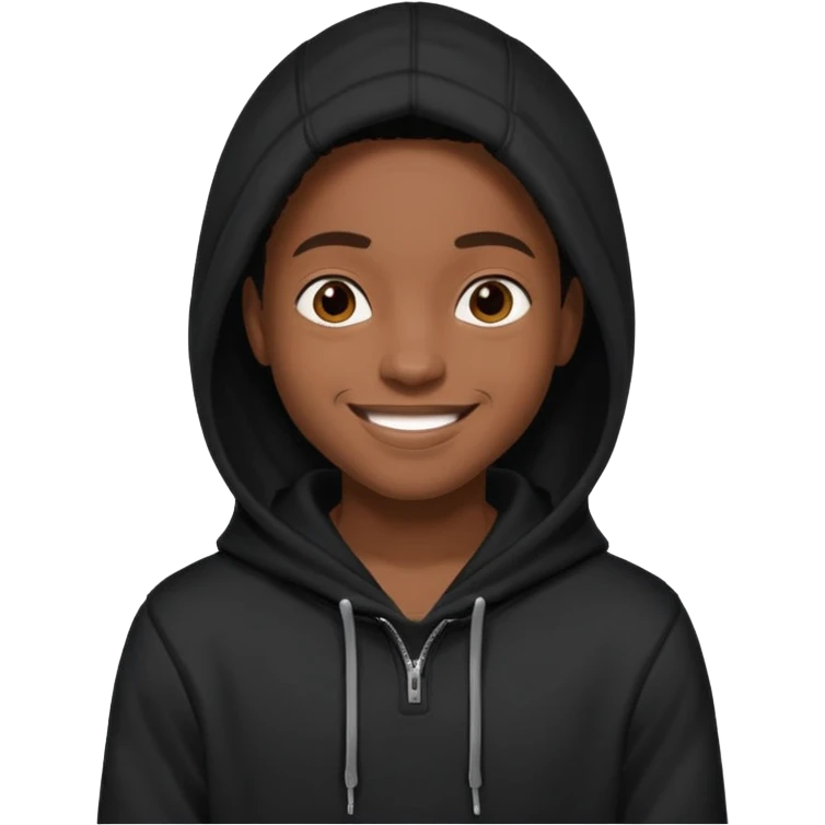 black young adult in a hoodie with care free persona emoji