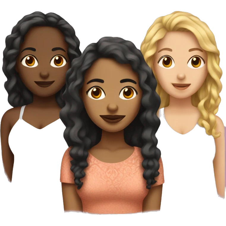 Three girlfriends, Mexican, Black and Mixed race emoji