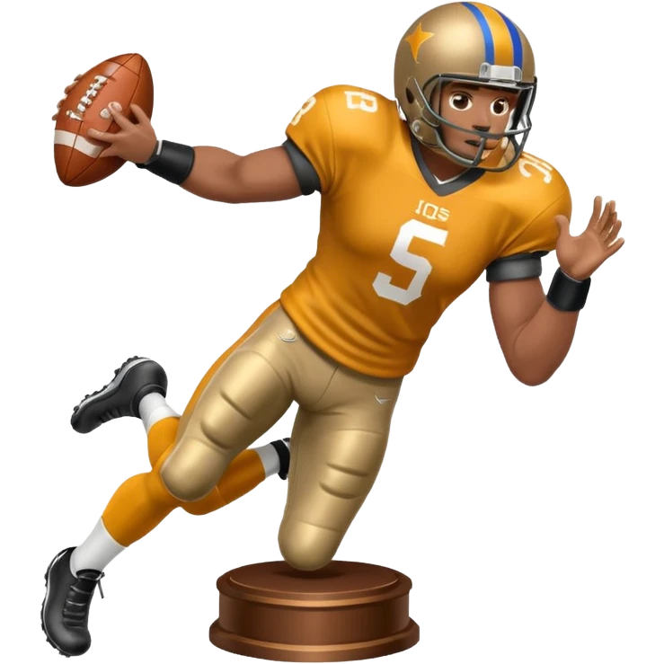 a trophy of a american football player stiff arm emoji