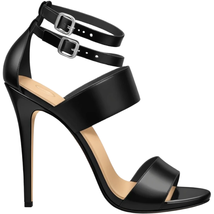 open toe black high heels sandals emoji