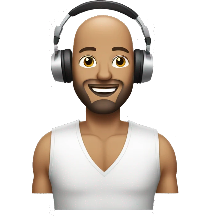 bald guy with short beard as a dj emoji
