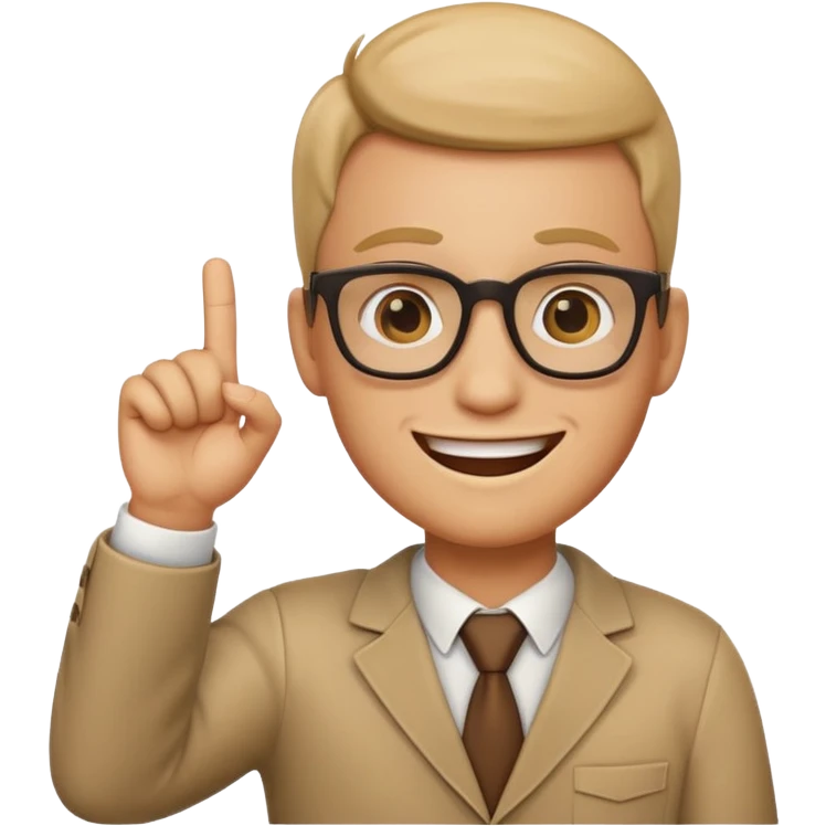 Nerd emoji with a finger in the air emoji