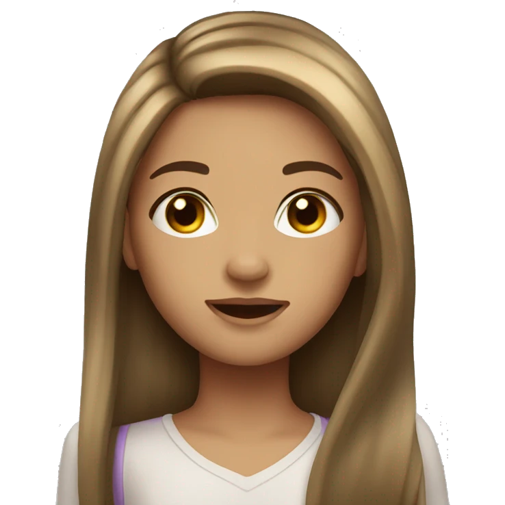 Emoji of a girl with long brunette hair, light skin, and eyelashes. emoji