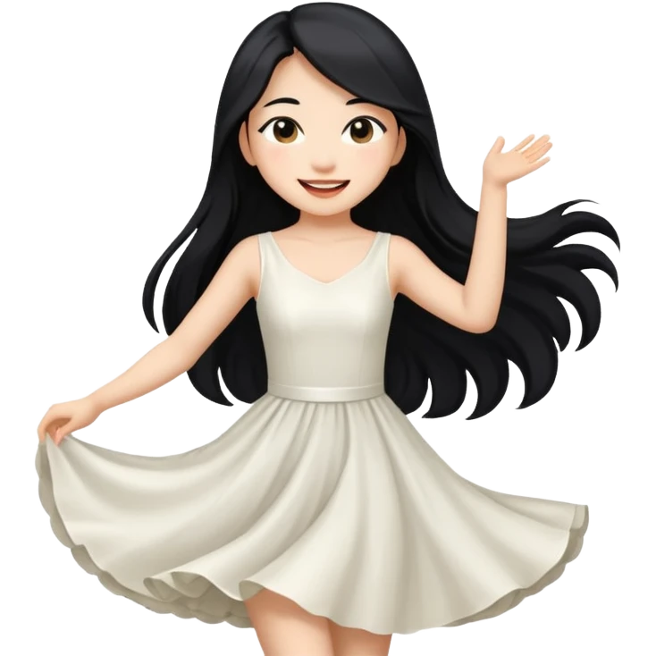 aisan girl with long black and white girl with blonde hair going to dance emoji