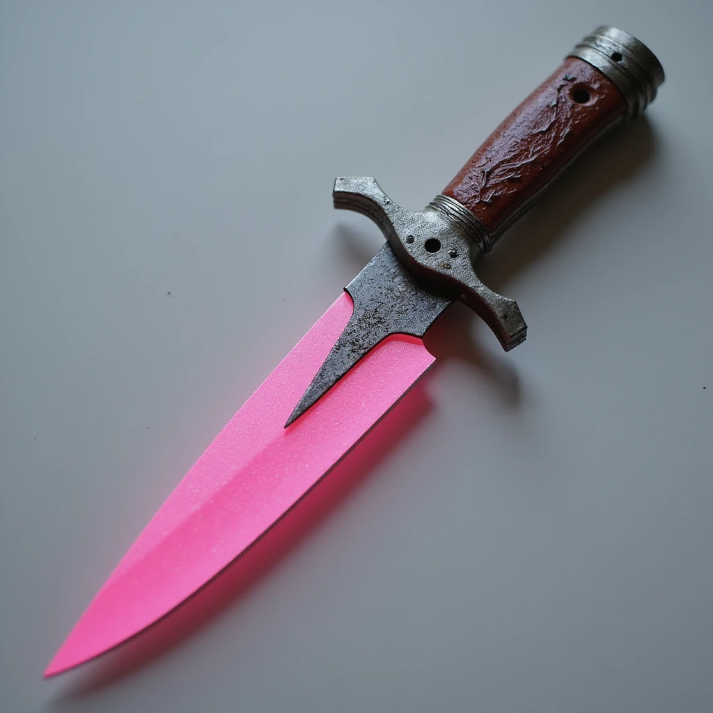 realistic gothic knife with pink blade, photorealistic style emoji