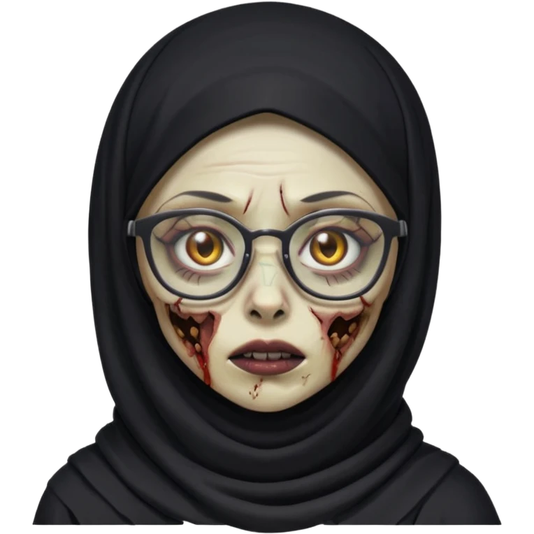 Black hijab zombie girl with glasses emoji