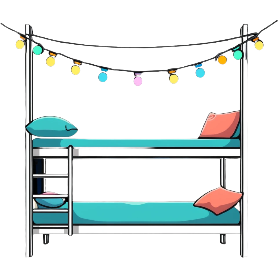 cozy loft bed with string fairy lights glowing underneath emoji
