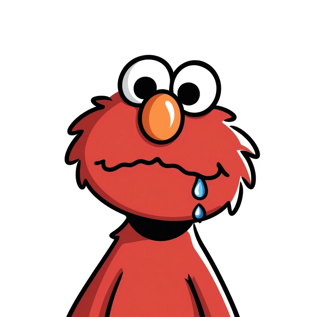 A sad Elmo feeling blue with a tear coming down emoji