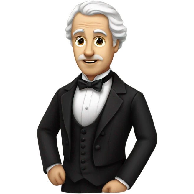 19th century white writer in a black tuxedo with a bow tie emoji