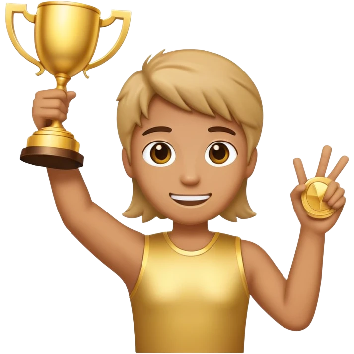 Your face shouldn't come out. Make an emoticon with your hands up and holding the trophy emoji