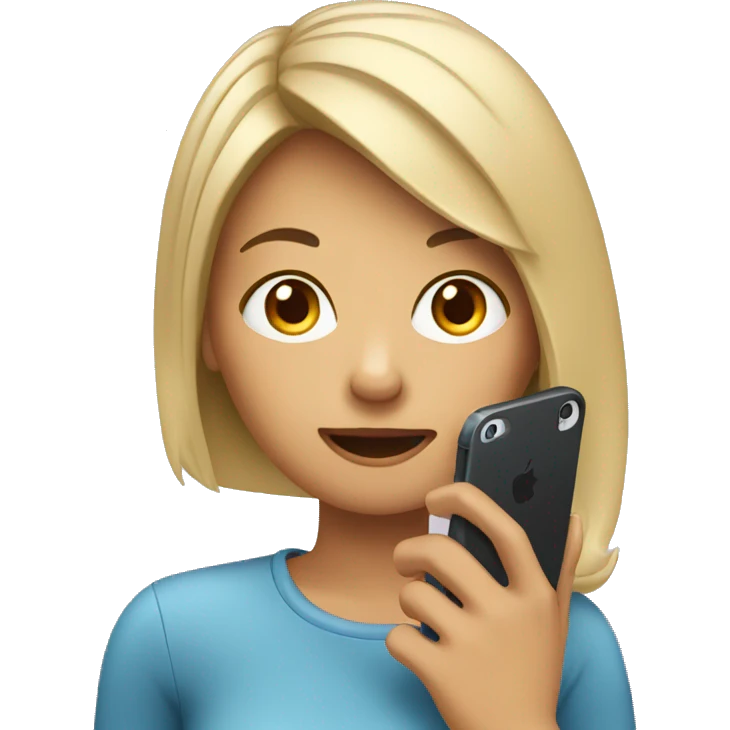 A girl with an iPhone calling someone  emoji