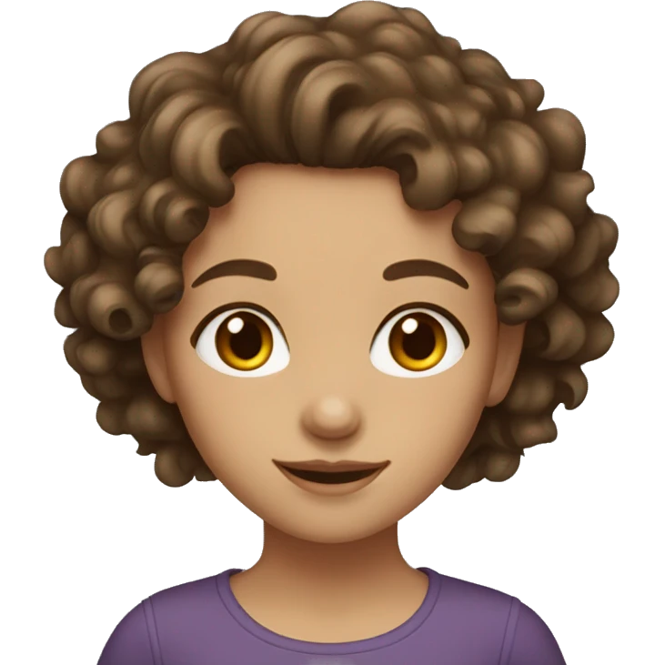 Girl with brown hair and brown eyes with curly hair  emoji
