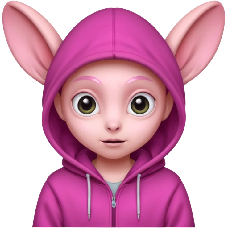 Aliens Pink, hoodie, cute big eyes, big ears, half body emoji