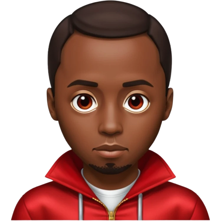 P Diddy with dark brown hair, metallic red outfit emoji