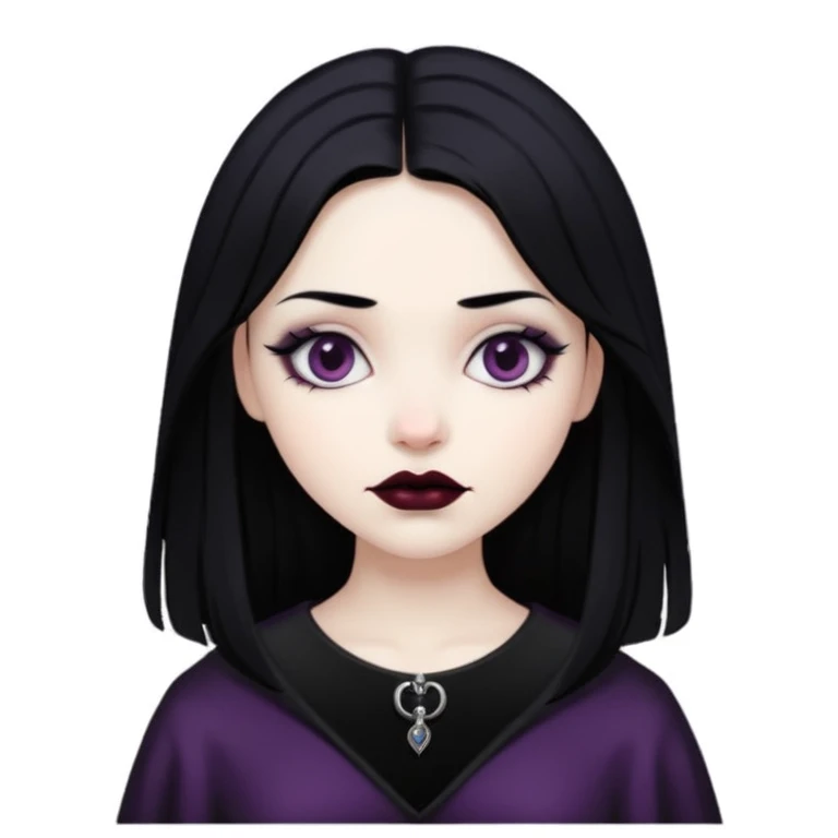 a slightly dark-haired girl in the Gothic style with black hair  emoji