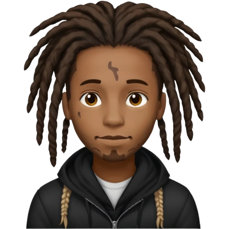 black male with dreads and a birthmark on his left cheek playboi carti in black clothing emoji