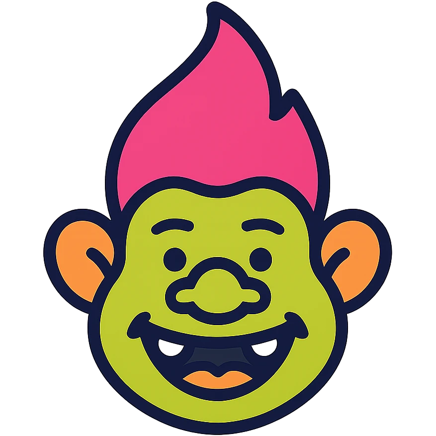 troll kafa, icon style, bold outline, flat color, modern look emoji
