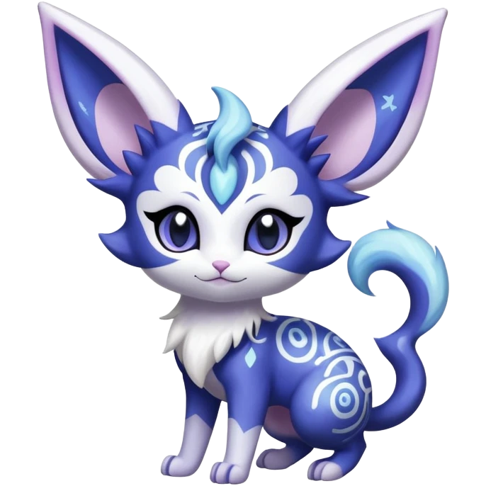 Shiny Exotic Cute Adorable Majestic Espeon-Meowstic-Hybrid-Creature with pattern-markings emoji