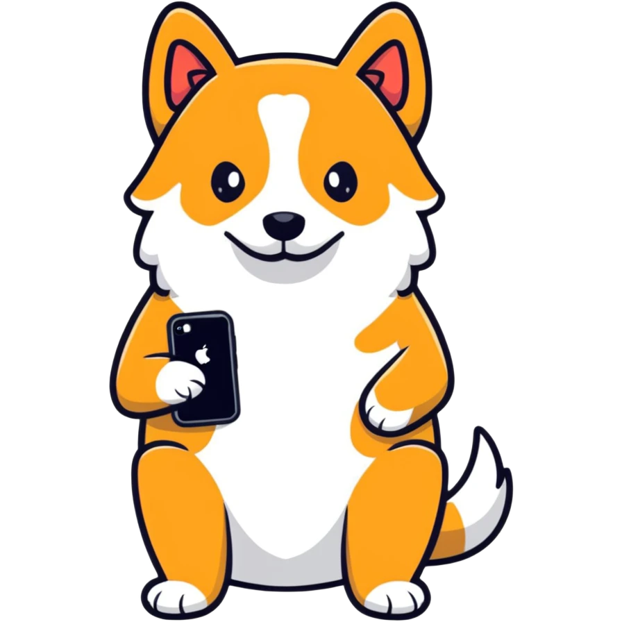 Dog with iphone emoji