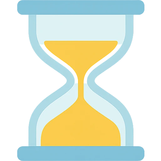 an hourglass with sand flowing emoji