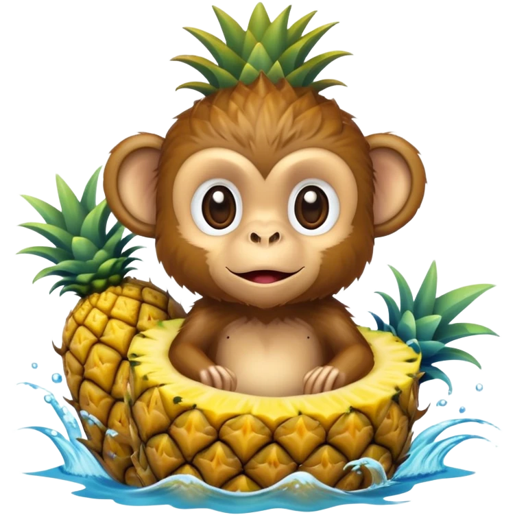 Monkey in a pineapple in the ocean  emoji