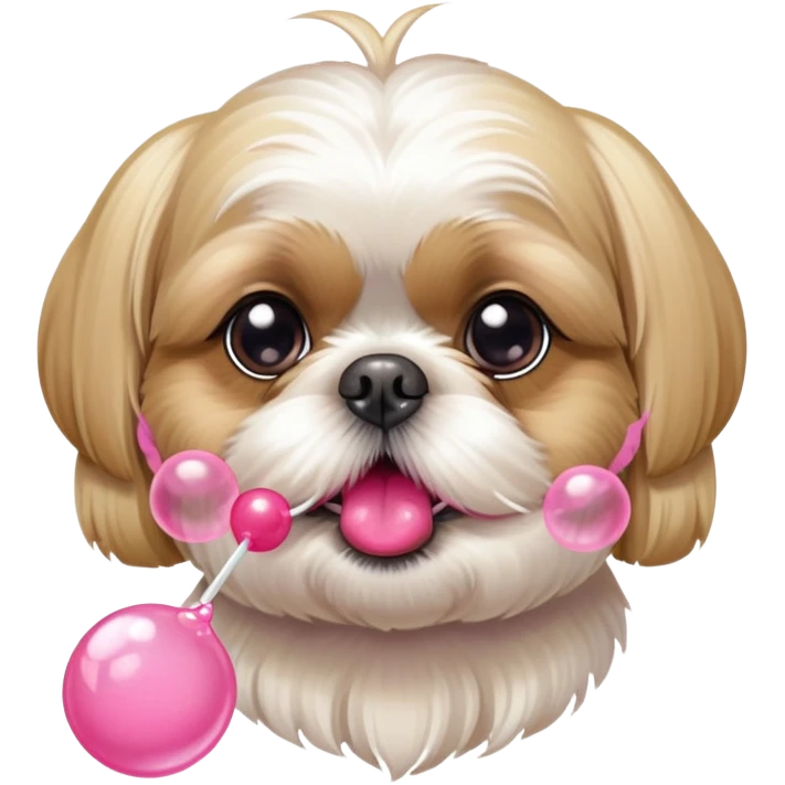 Blonde Shih tzu blowing bubblegum from its mouth emoji