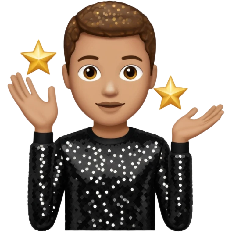 Dan Miller from O-Town with light skin, brown hair, black sequin outfit emoji