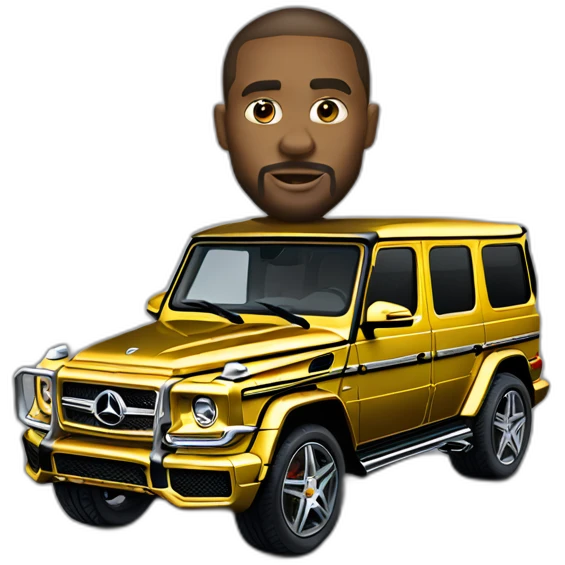 gold mercedes g63 with a thug at the wheel. emoji