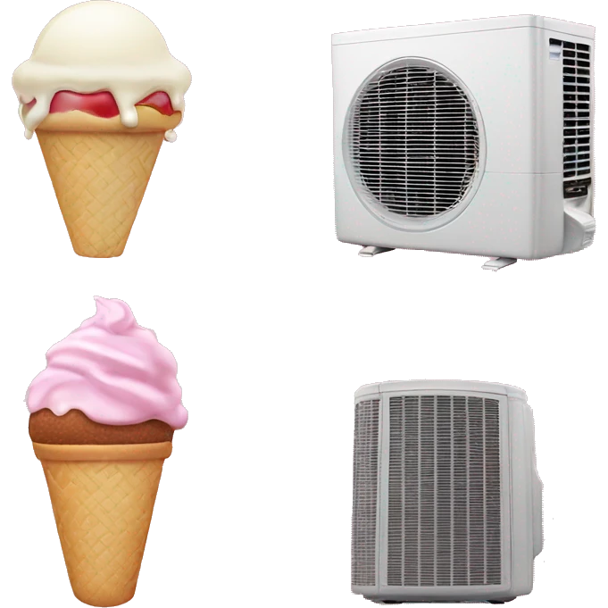 Pink air conditioner with ice cream milk apple and mix with football emoji