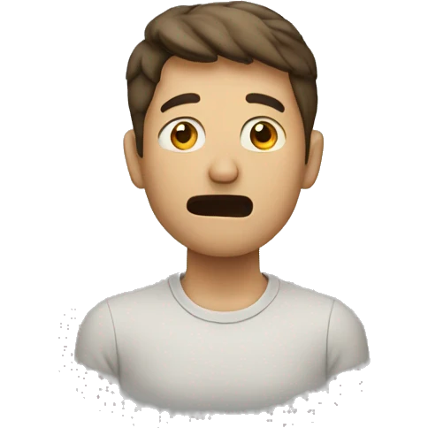 man with hand on face, looking to his right side, with open mouth, wondering emoji
