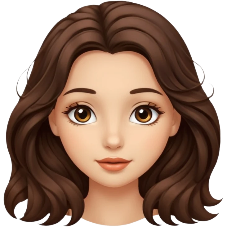 big brown eye very long lashes wavy dark brown hair wheat skin beautiful kissed girl  emoji