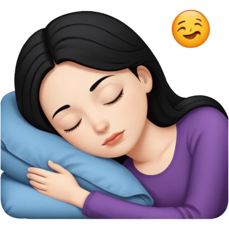 a white girl with black hair sleeping emoji