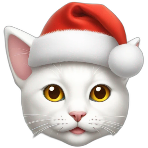 white cat with christmas hat emoji