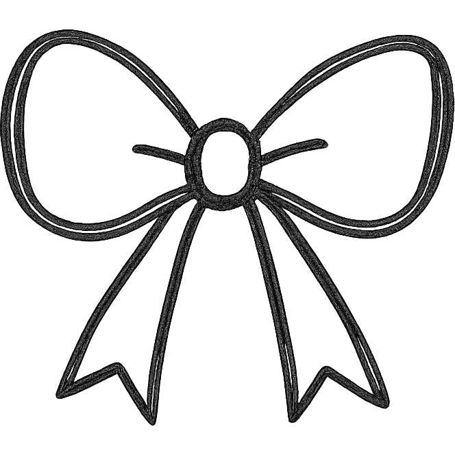 minimalist hand drawn black outline of a simple gift bow with white clean background emoji