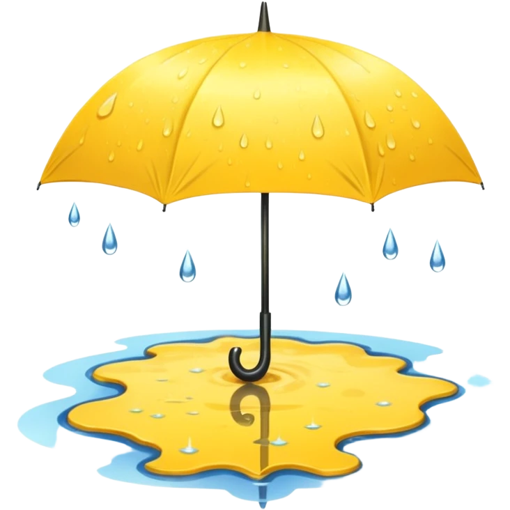 Yellow umbrella in puddle reflection, Lost Umbrella. emoji