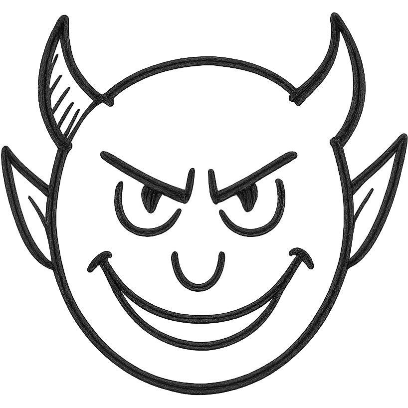 devil, hand drawn icon with no fill emoji