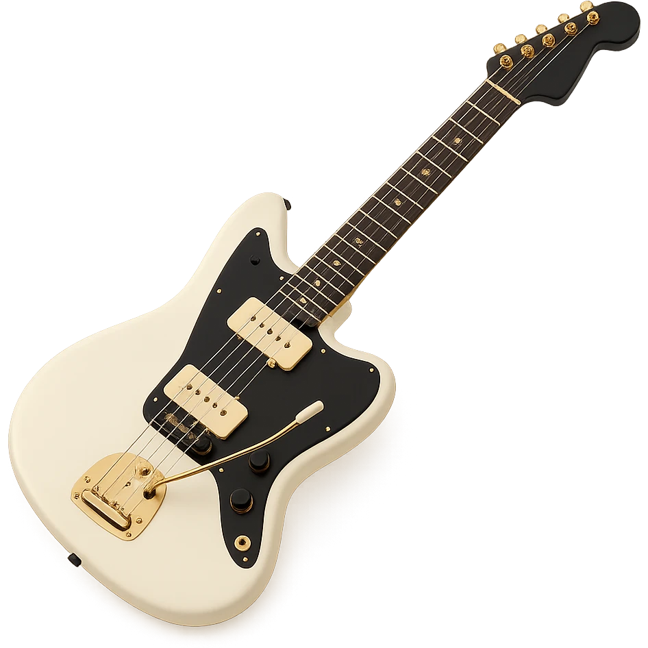 Olympic White Fender Jazzmaster guitar with classic tremolo bar emoji