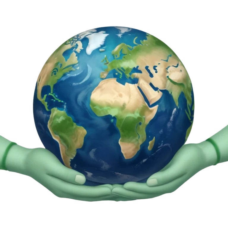 Beige hands holding earth emoji