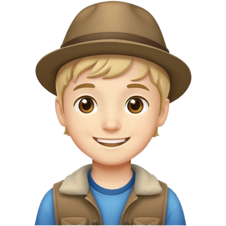 boy in hat smiling outdoors emoji