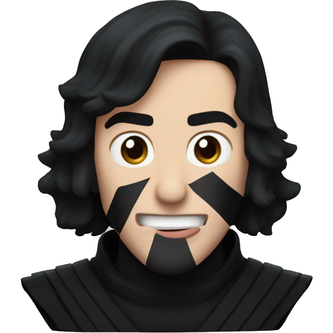 kylo ren without a helmet screaming "MORE" emoji