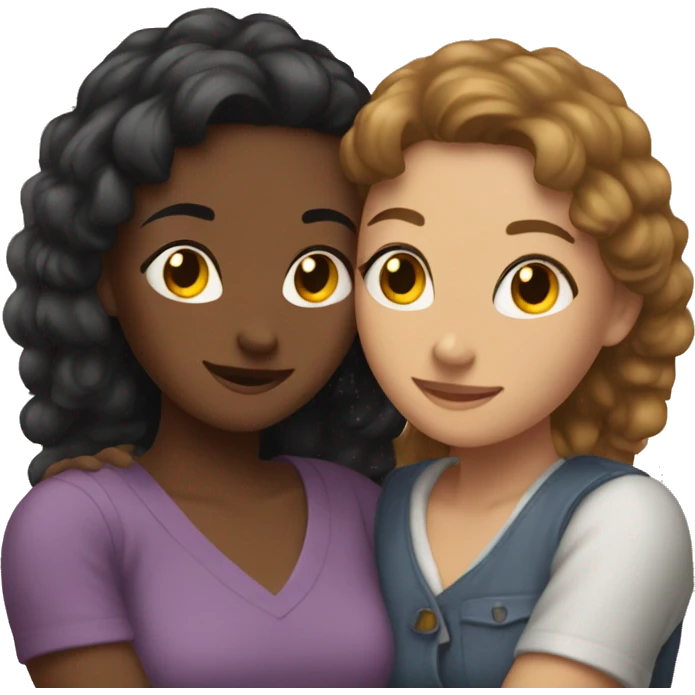 Two girlfriends hugging each other  emoji