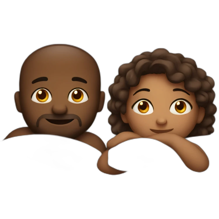 Woman and man cuddling in bed emoji