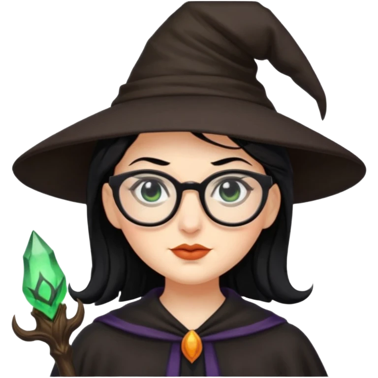 Witch, glasses, black hair emoji