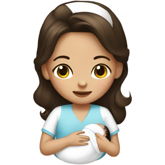 Brunette nursing baby emoji