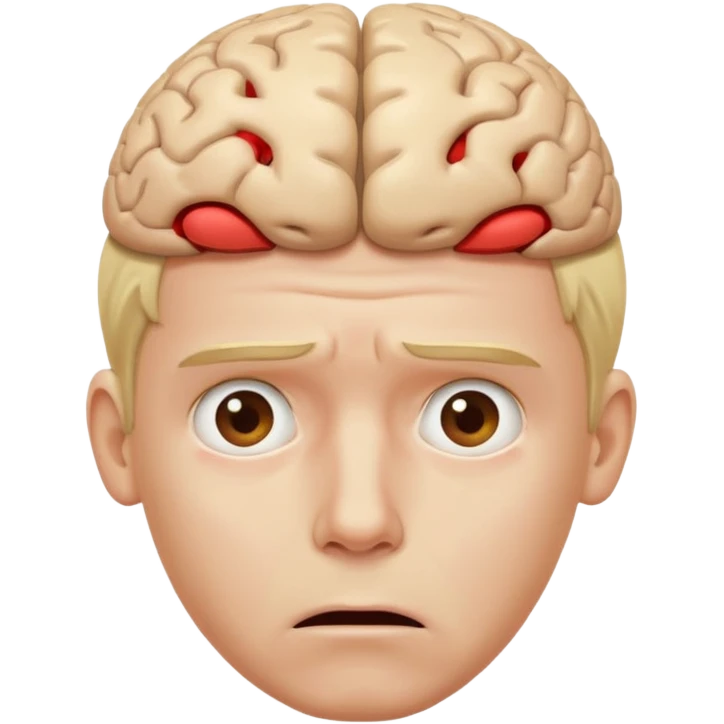 a worried blond man that dont know what to do and with the brain out of your opened head emoji